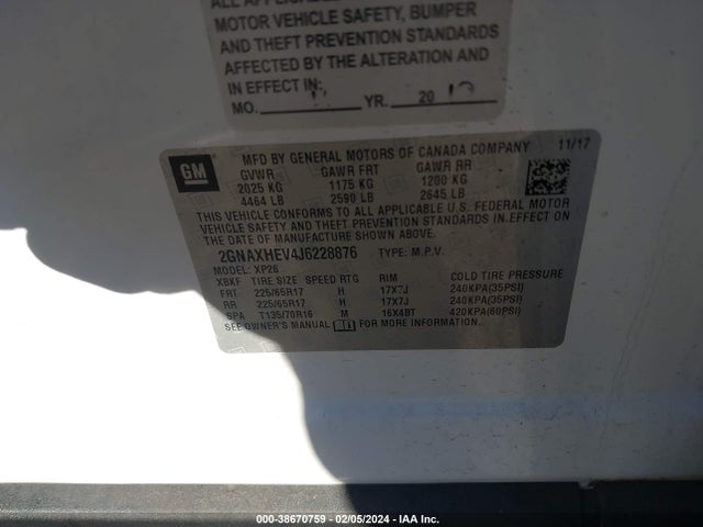 Chevrolet EQUINOX LS 2018 2GNAXHEV4J6228876 Image 9