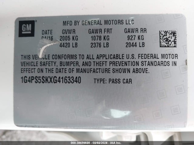 1G4PS5SKXG4163340 Buick Verano Leather Group