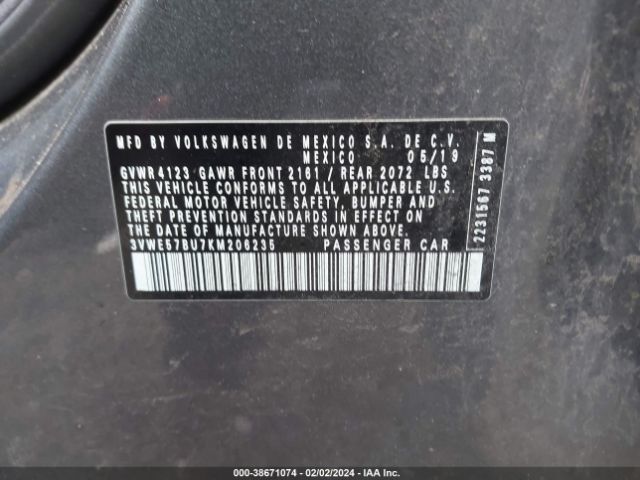 3VWE57BU7KM206235 Volkswagen Jetta 1.4t Sel