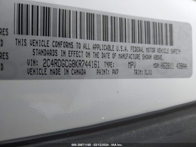 Dodge Grand Caravan Sxt 2019 2C4RDGCG8KR744161 Image 9