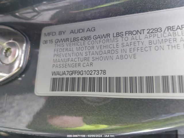 WAUA7GFF9G1027378 Audi A3 1.8t Premium
