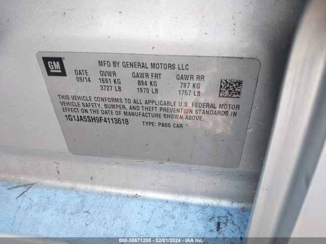Chevrolet Sonic Ls Auto 2015 1G1JA5SH9F4113618 Image 9