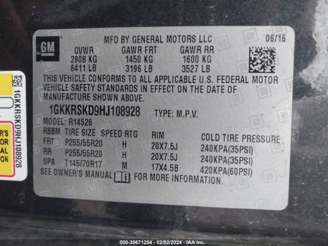 1GKKRSKD9HJ108928 GMC Acadia Limited