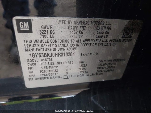 Cadillac l86 -sidi: spark ignition direct injection, vvt: variable valve timing, afm, e85 max, alum 2017 1GYS3BKJ0HR310264 Image 56