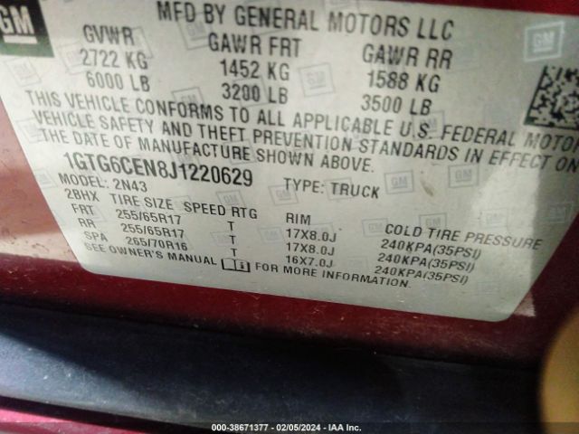 1GTG6CEN8J1220629 GMC CANYON SLE