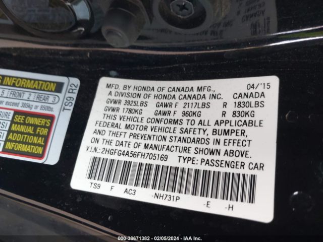 2HGFG4A56FH705169 Honda CIVIC SI