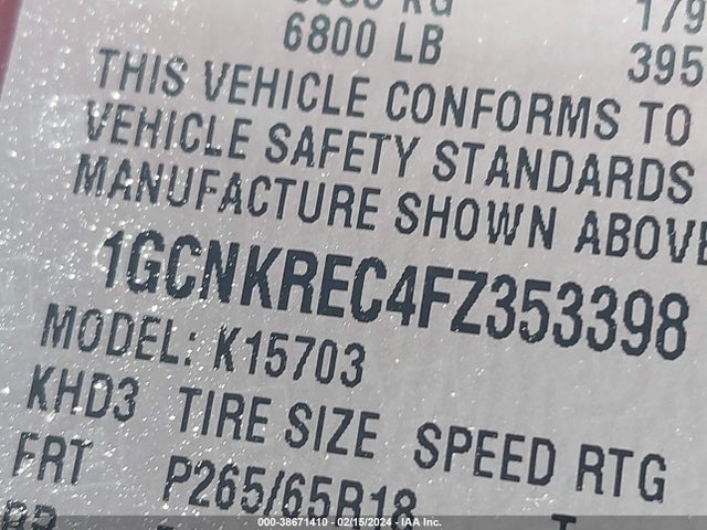 Chevrolet Silverado 1500 2lt 2015 1GCNKREC4FZ353398 Image 9