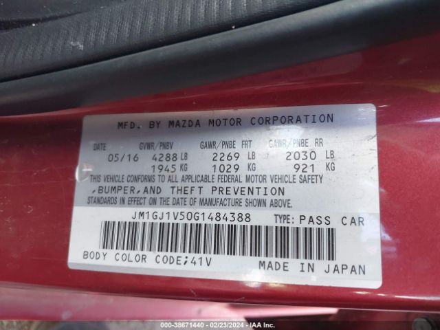 JM1GJ1V50G1484388 Mazda MAZDA6