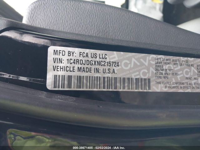 1C4RDJDGXNC215724 Dodge Durango Gt Plus Awd