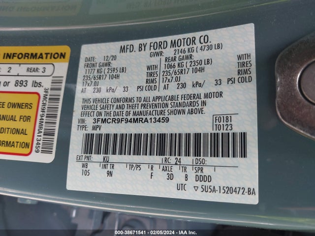 Ford Bronco Sport First Edition 2021 3FMCR9F94MRA13459 Image 9