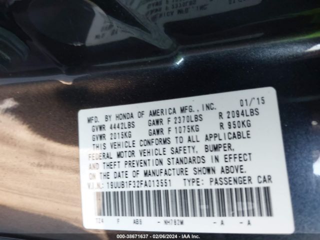 19UUB1F32FA013551 Acura TLX