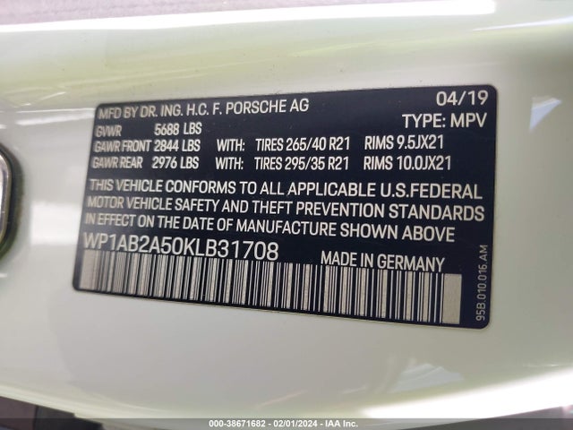 2019 PORSCHE MACAN WP1AB2A50KLB31708 Photo 8