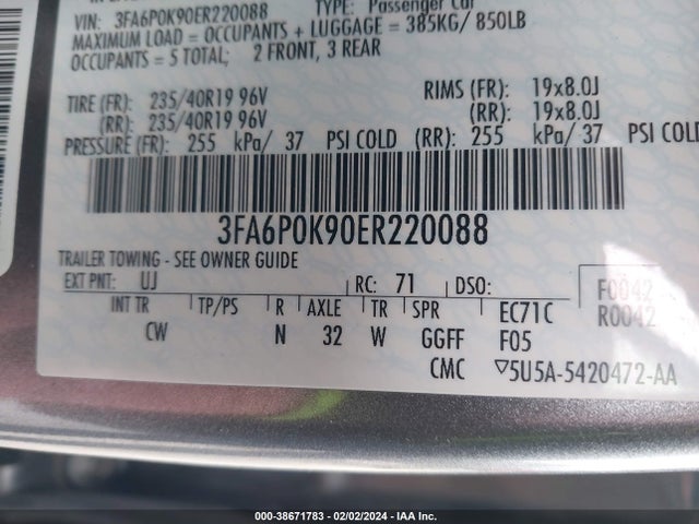 Ford Fusion Titanium 2014 3FA6P0K90ER220088 Image 9