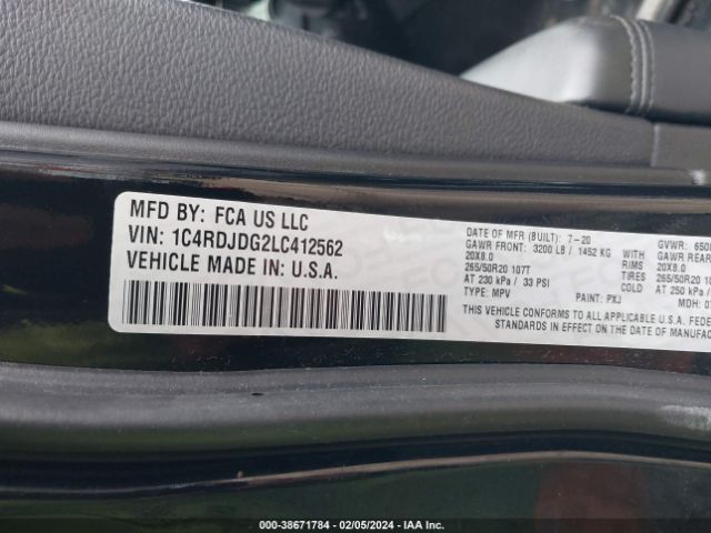 1C4RDJDG2LC412562 Dodge Durango Gt Plus Awd