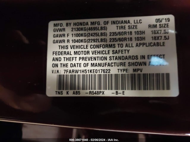 Honda CR-V EX 2019 7FARW1H51KE017622 Image 9