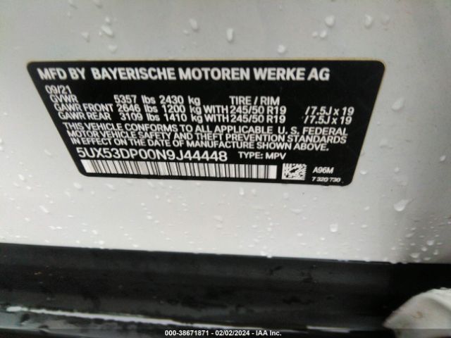 5UX53DP00N9J44448 BMW X3 Xdrive30i