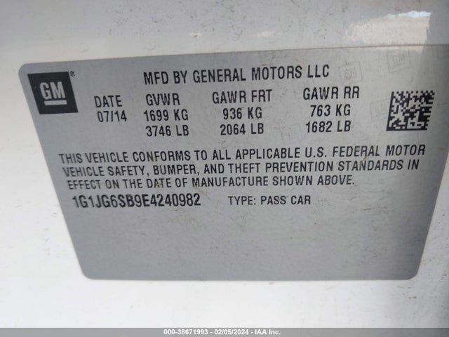 Chevrolet Sonic Rs Auto 2014 1G1JG6SB9E4240982 Image 9