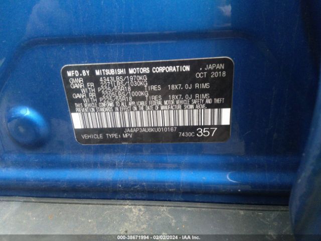 JA4AP3AU6KU010167 Mitsubishi Outlander Sport 2.0 Le