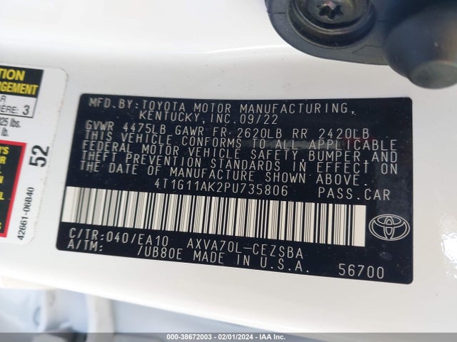 Toyota CAMRY SE 2023 4T1G11AK2PU735806 Image 9
