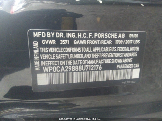 2008 PORSCHE BOXSTER WP0CA29888U712176 Photo 8