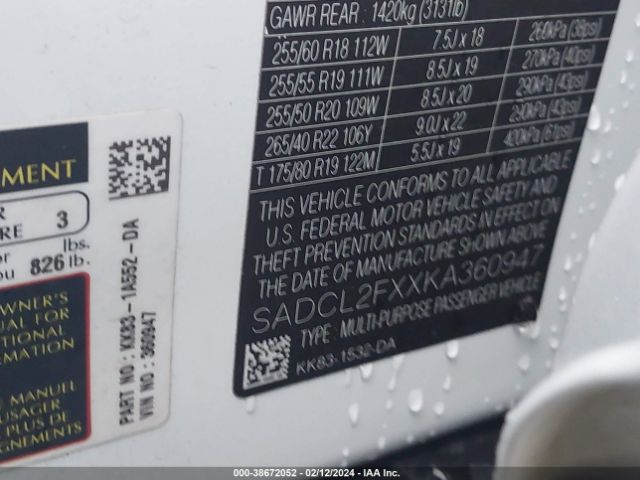 2019 JAGUAR F-PACE SADCL2FXXKA360947 Photo 8