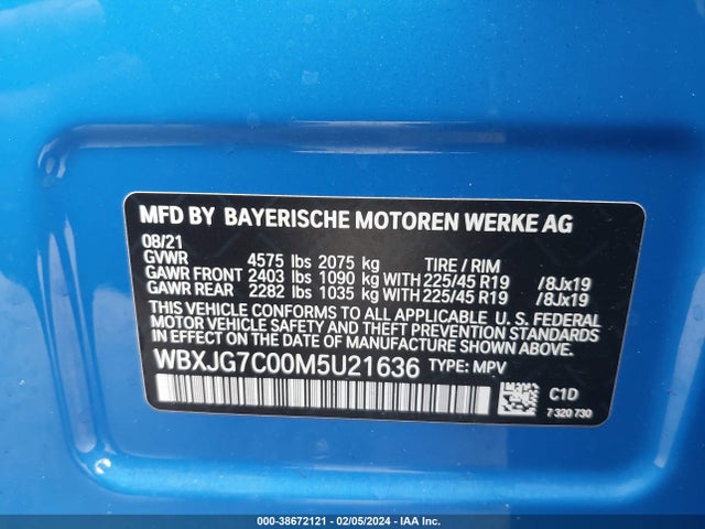 BMW X1 Sdrive28i 2021 WBXJG7C00M5U21636 Image 9