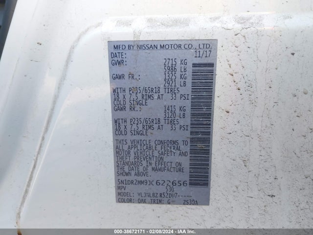 Nissan Pathfinder S 2018 5N1DR2MM9JC622656 Image 9