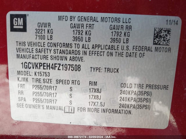 Chevrolet Silverado 1500 Ls 2015 1GCVKPEH4FZ197508 Image 9