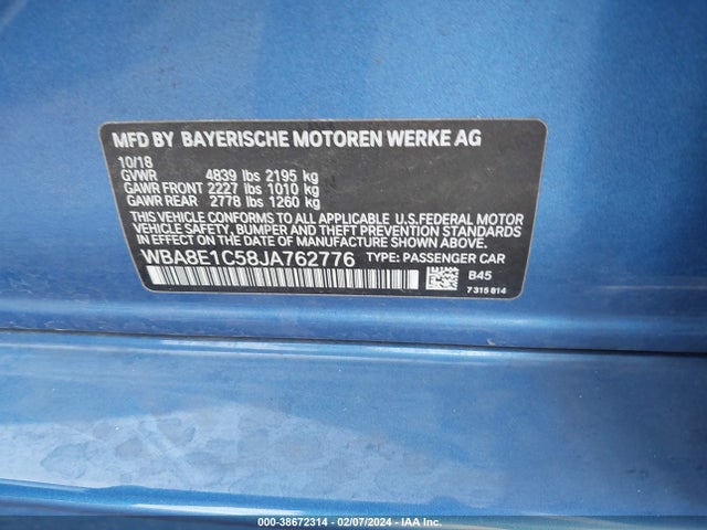 BMW 330e Iperformance 2018 WBA8E1C58JA762776 Image 9