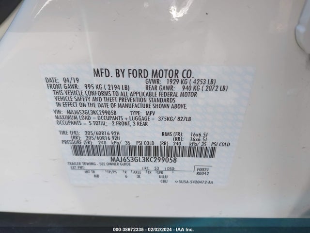 Ford Ecosport Se 2019 MAJ6S3GL3KC299058 Image 9