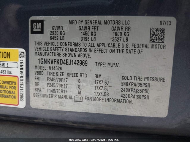 Chevrolet Traverse Ls 2014 1GNKVFKD4EJ142969 Image 9