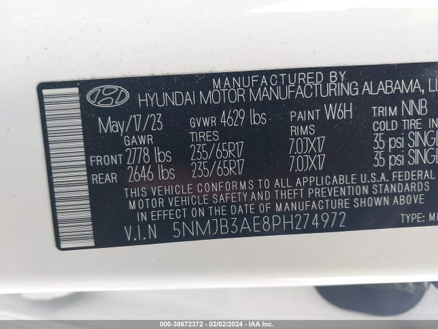 Hyundai TUCSON SEL 2023 5NMJB3AE8PH274972 Image 9