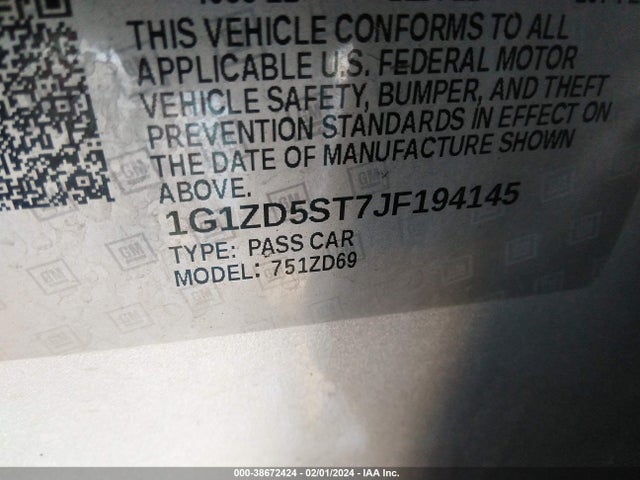 Chevrolet MALIBU LT 2018 1G1ZD5ST7JF194145 Image 9