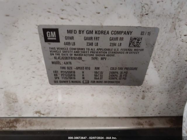 KL4CJGSB7FB161499 Buick Encore Leather