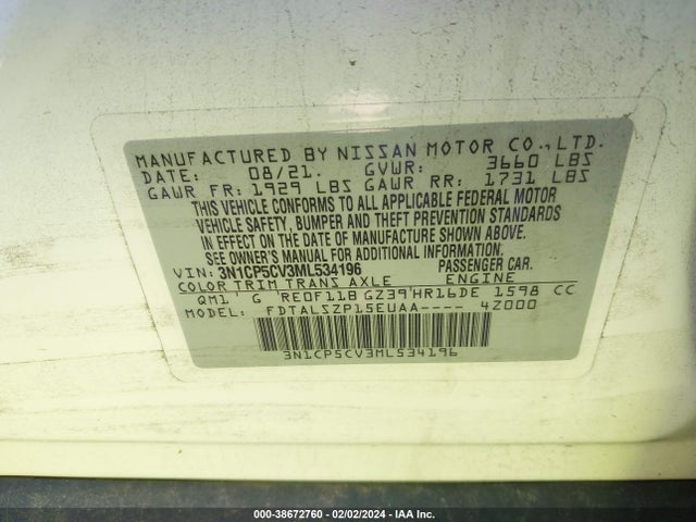 Nissan Kicks Sv Xtronic Cvt 2021 3N1CP5CV3ML534196 Image 9