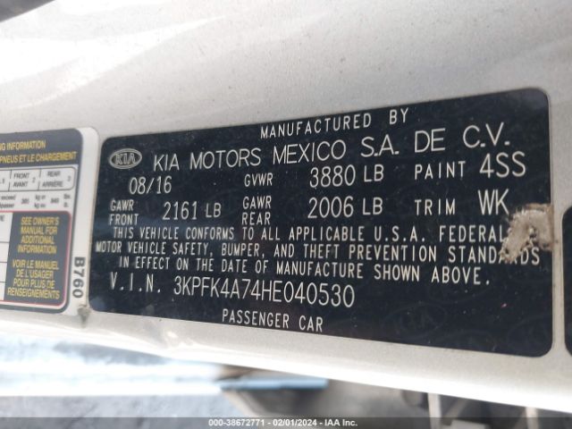 3KPFK4A74HE040530 KIA FORTE LX