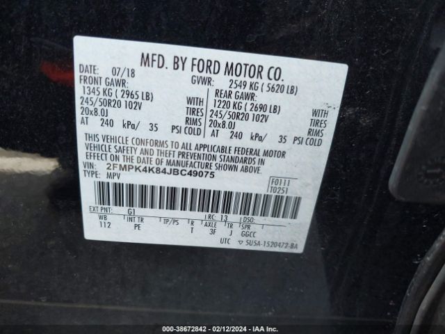 2018 FORD EDGE 2FMPK4K84JBC49075 Photo 8
