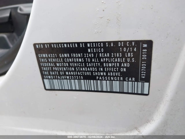 3VWD17AJ8FM237319 Volkswagen Jetta 1.8t Se