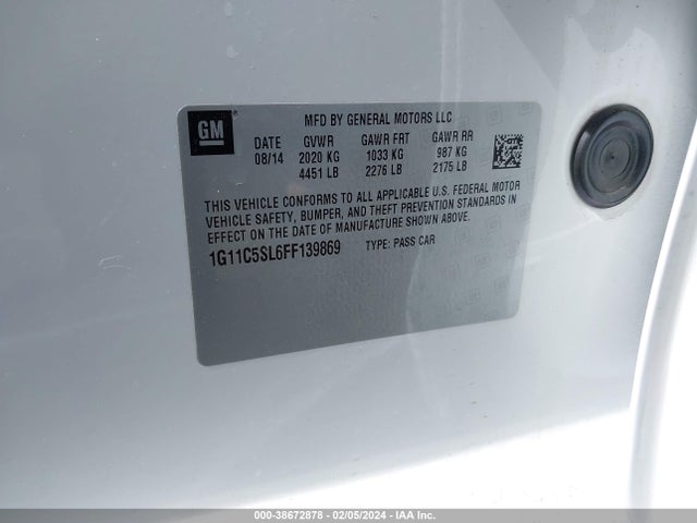 Chevrolet MALIBU 1LT 2015 1G11C5SL6FF139869 Image 9