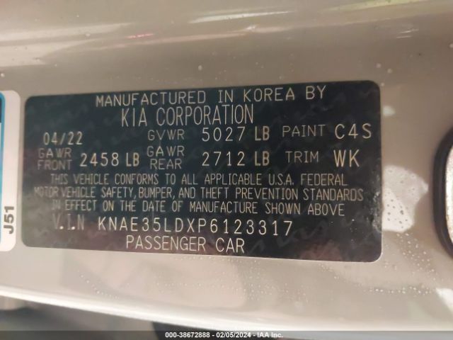 KNAE35LDXP6123317 KIA Stinger Gt-line