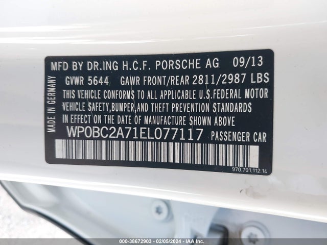 2014 PORSCHE PANAMERA WP0BC2A71EL077117 Photo 8