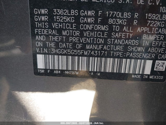 Honda FIT LX 2015 3HGGK5G55FM743171 Image 9