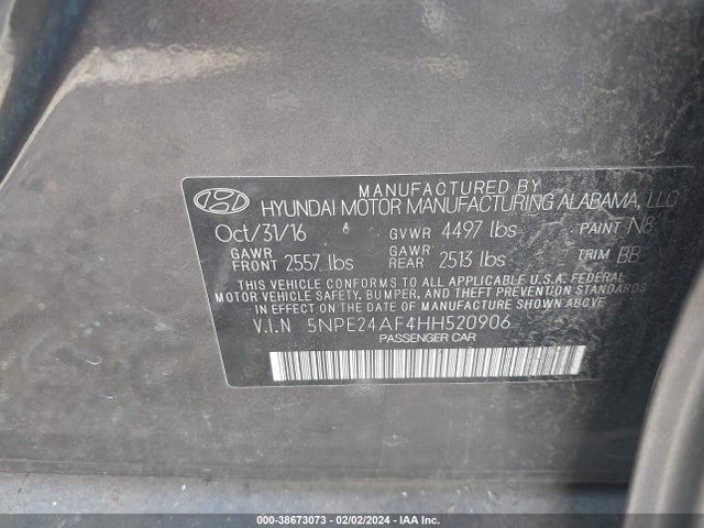 Hyundai SONATA 2017 5NPE24AF4HH520906 Image 9