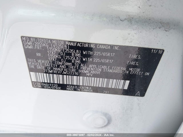 Toyota Rav4 Xle 2018 2T3WFREV7JW522316 Image 9