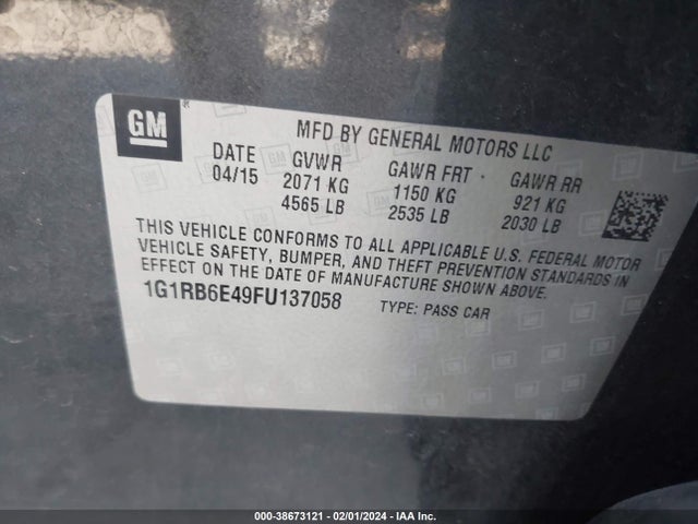 Chevrolet Volt 2015 1G1RB6E49FU137058 Image 9