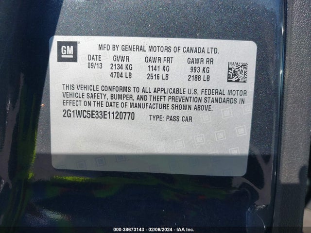 Chevrolet Impala Limited Ltz 2014 2G1WC5E33E1120770 Image 9
