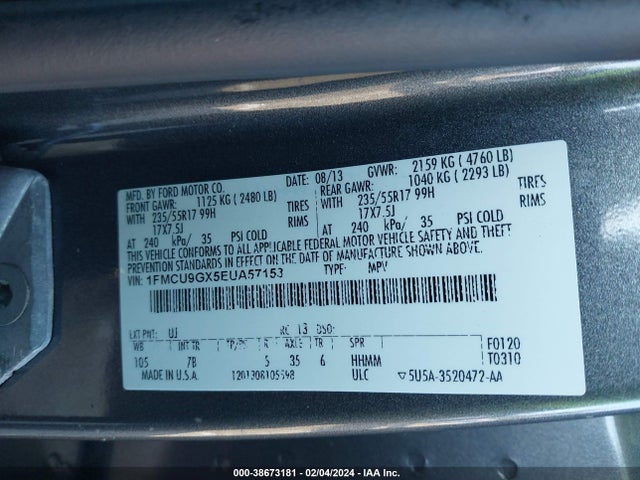 Ford ESCAPE SE 2014 1FMCU9GX5EUA57153 Image 9