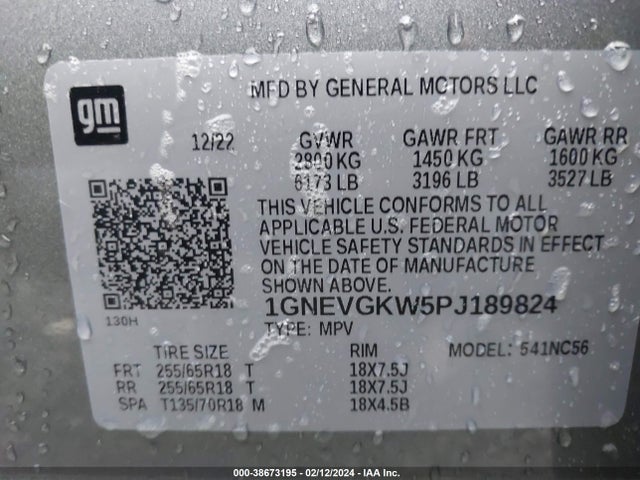 Chevrolet Traverse Awd Lt Cloth 2023 1GNEVGKW5PJ189824 Image 9