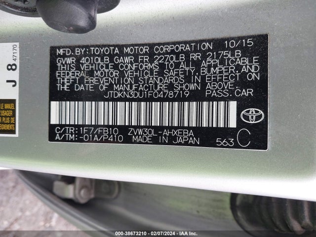 Toyota Prius 2015 JTDKN3DU1F0478719 Image 22