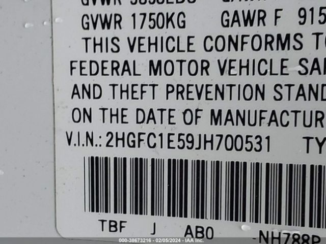 2HGFC1E59JH700531 Honda CIVIC SI